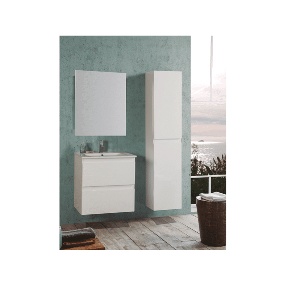 Meubelset Valentina Mat Witlak 2 Schuiven 080 Cm Incl Wast. & Spgl