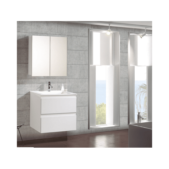 Meubelset Valentina + Witlak Glans 2 Schuiven 060 Cm Incl Wast. & Tk