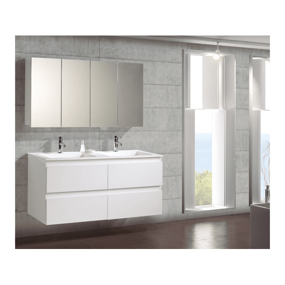 Meubelset Valentina + Witlak Glans 4 Schuiven 120 Cm Incl Wast. & Tk