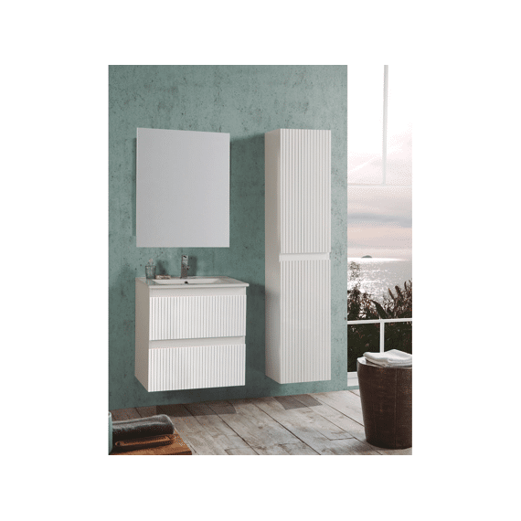 Meubelset  Manhattan Witlakglans Groef 2 Schuiven 080 Incl Wast & Spgl