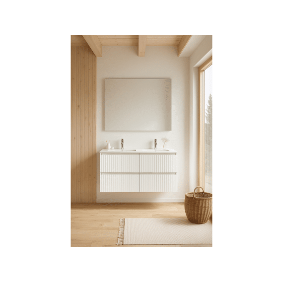 Meubelset  Manhattan Witlakglans Groef 4 Schuiven 120 Incl Wast & Spgl