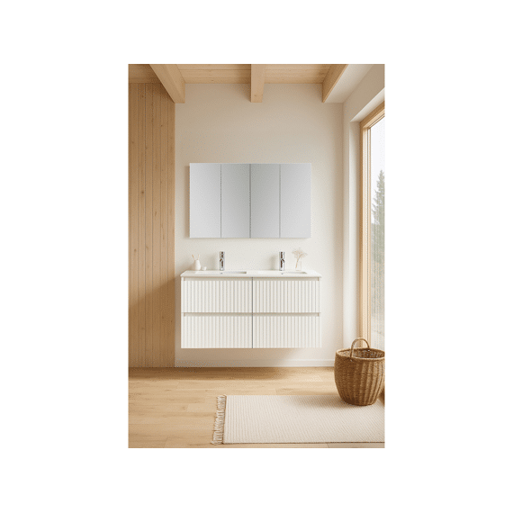 Meubelset Manhattan + Witlakglans Groef 4 Schuiven 120 Cm Incl Wast & Tk