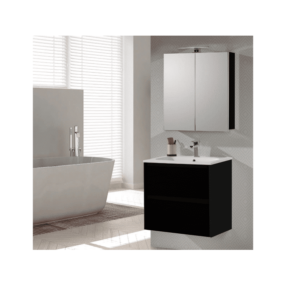 Meubelset Melanie +  Zwart/zwart  2 Schuiven 080 Incl Wast & Tk