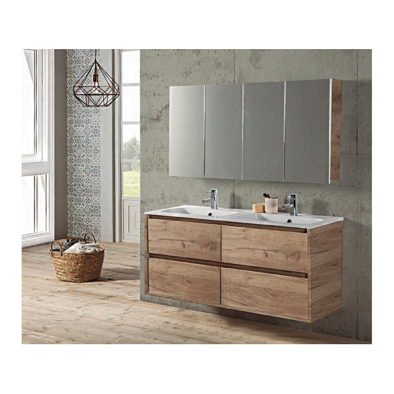 Meubelset Melanie +  Eik/eik  4 Schuiven 120 Incl Wast & Tk