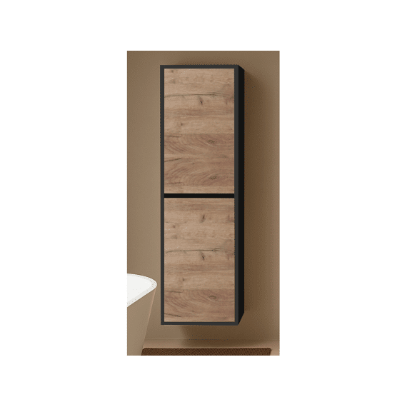 Kolomkast Melanie  Eik/zwart 2 Deuren 35x160 Cm