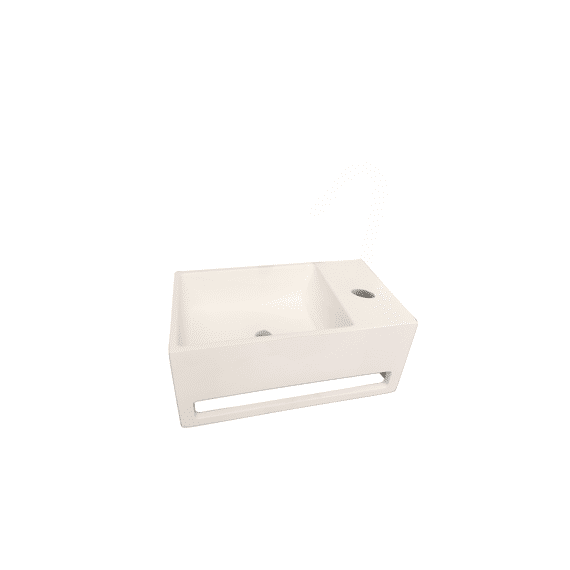 Solid Surface  Wc Wastafel + Handdoek Hanger Mat Wit Kraangat Rechts