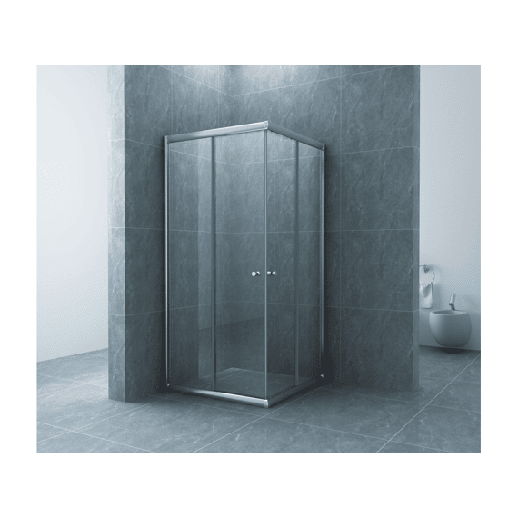 Eco Hoekinstap Cabine Met 2 Schuifdeuren 5 Mm - 1000*1000 Mm - Vierkant