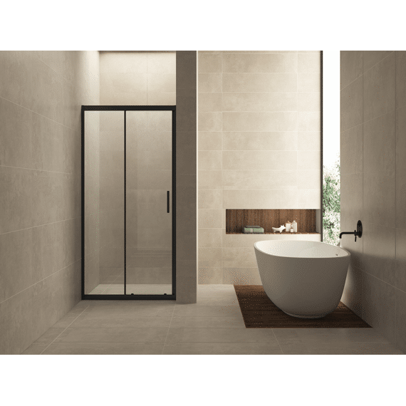 Skyline Nis Schuifdeur 1200 X 2000 X 8 Mm Nano Helder Glas/mat Zwart