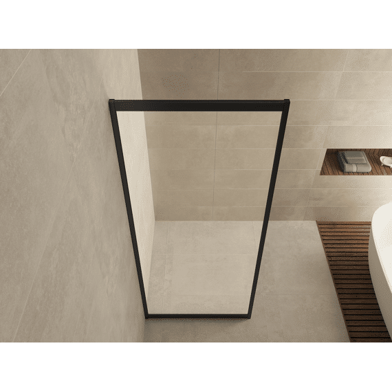Skyline Zijwand Voor Nis Schuifdeur 800 X 2000 X 8 Mm Nano Helder Glas/mat Zwart