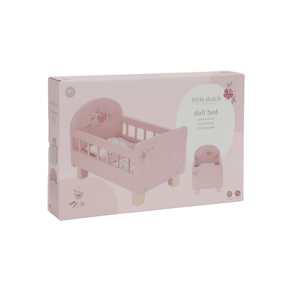 Little Dutch Houten Poppenbed Met Textiel Roze
