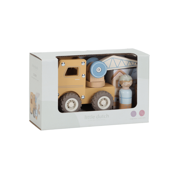 Little Dutch Houten Kraanwagen Met Pegdoll