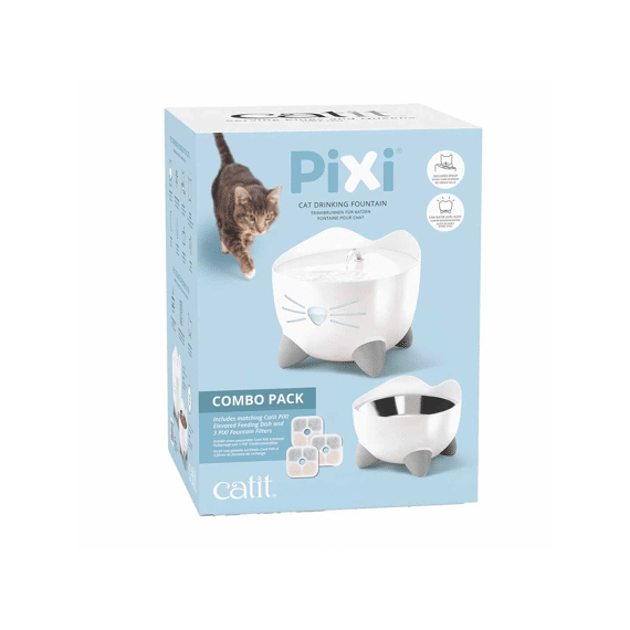 Ca Pixi Drinkfontein Combo Kit 2l-200ml-20x20x17cm Wit