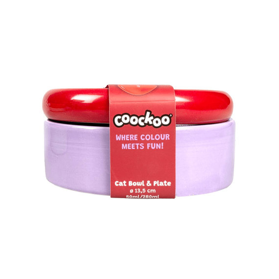 Eetkom Funky Feeding 50/280ml-13.5x13.5x6cm Rood/paars