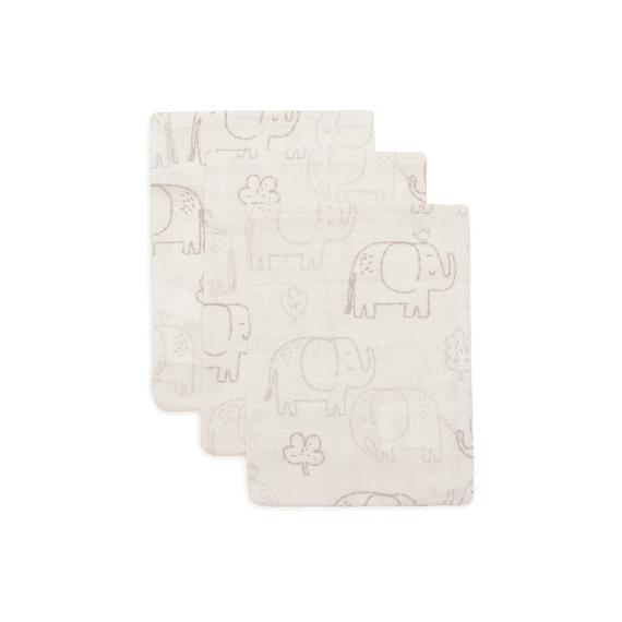 Jollein Washandjes 15x20 Tetra 3-pack Elephant Tales