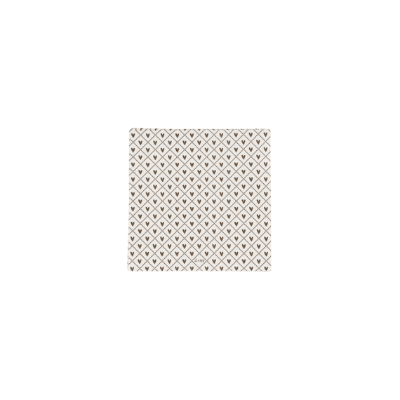 Zusss Servetten Vierkant Hartjes Wit/port/bruin