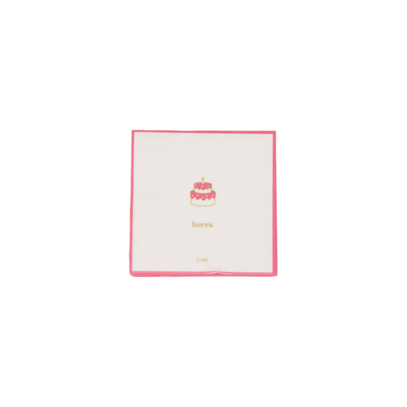 Zusss Servetten Vierkant Hoera Taart Wit/roze