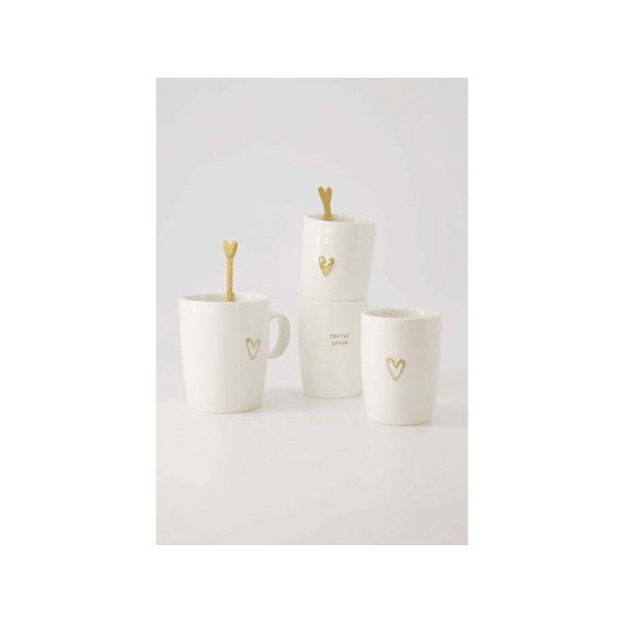 Zusss Koffiemok Open Hartje Wit/goud
