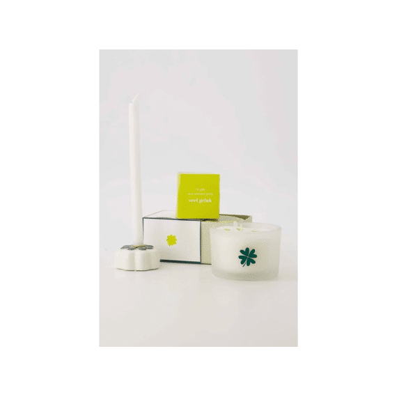 Zusss Geurkaarsje Glas Klavertje Wit/groen