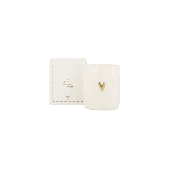 Zusss Geurkaars Keramiek In Doosje Bedankt Wit/goud/grijsblauw