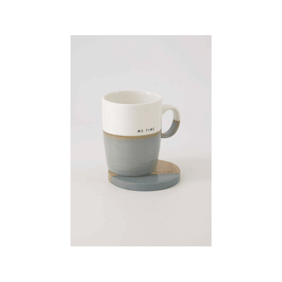 Zusss Set Van 2 Onderzetters Hout Me Time Grijsblauw/naturel