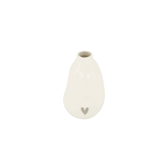 Zusss Vaasje Keramiek Hartje Wit/zilver