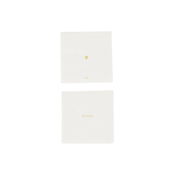 Zusss Servetten Vierkant Hartje Wit/goud
