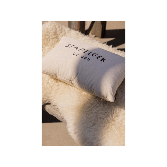 Zusss Kussen Curduroy Stapelgek 35x35cm Zand/antracietgrijs