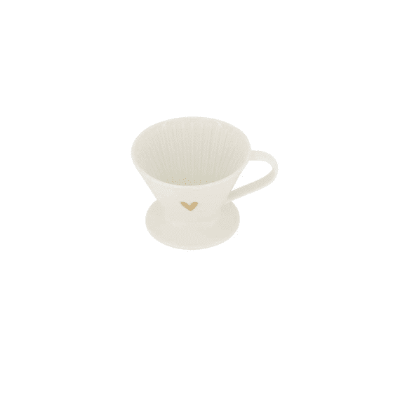 Zusss Koffiefilterhouder Keramiek Hartje Wit/goud