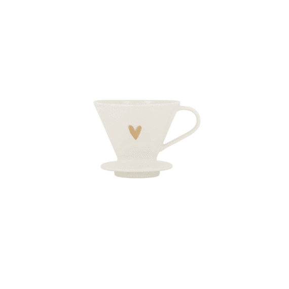 Zusss Koffiefilterhouder Keramiek Hartje Wit/goud