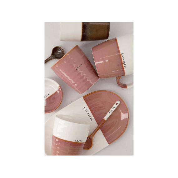 Zusss Koffiemok Happy Wit/burgundy