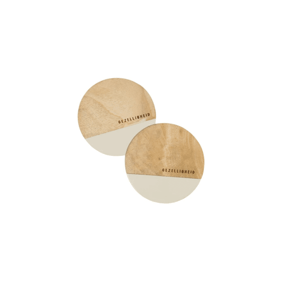 Zusss Set Van 2 Onderzetters Hout Gezelligheid Zand/naturel