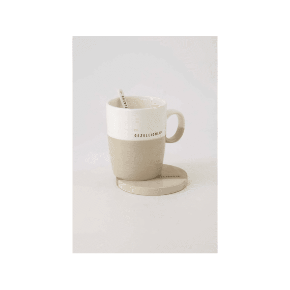 Zusss Set Van 2 Onderzetters Hout Gezelligheid Zand/naturel