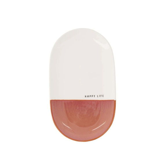 Zusss Serveerschaal Happy Life Wit/burgundy