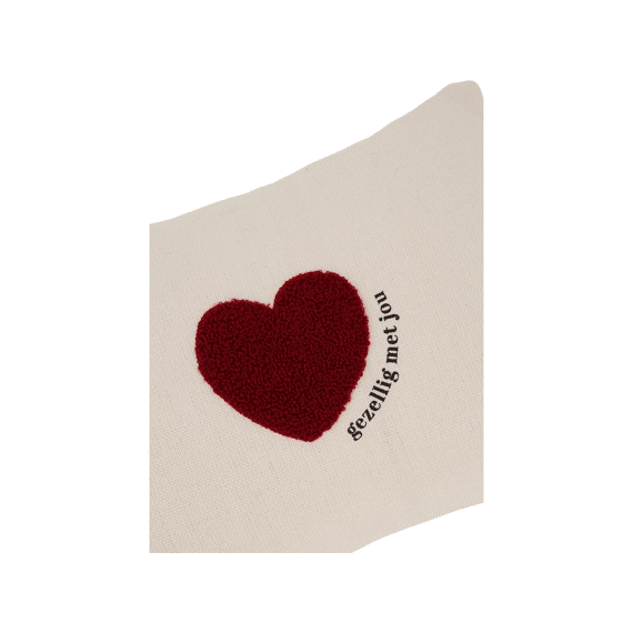 Zusss Kussen Hartje 35x25cm Offwhite/rood