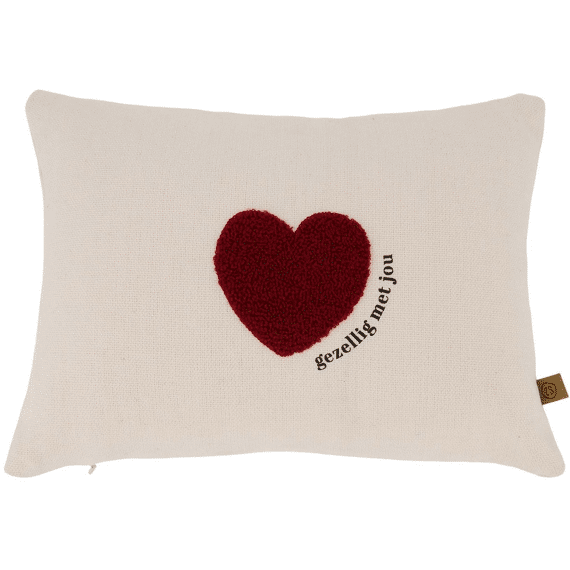 Zusss Kussen Hartje 35x25cm Offwhite/rood
