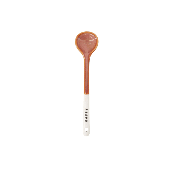 Zusss Lepeltje Keramiek Happy Wit/burgundy