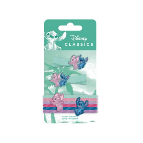 Lilo & Stitch Haaraccessoire 2 Haarclips + 6 Haarelastiekjes