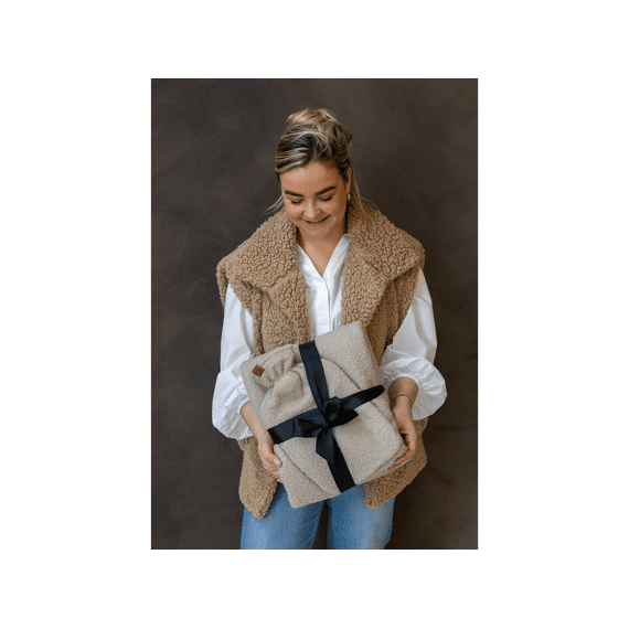 Jens Living Giftset Boucle Taupe 2 stuks Warmtekruik En Plaid