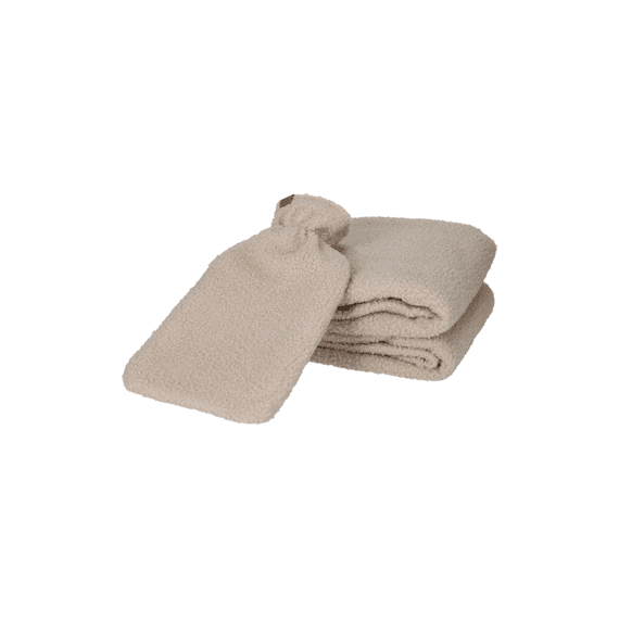 Jens Living Giftset Boucle Taupe 2 stuks Warmtekruik En Plaid