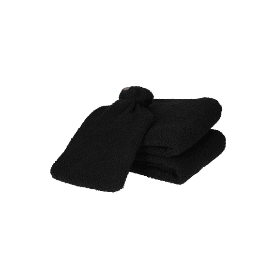 Jens Living Giftset Boucle Zwart 2 stuks Warmtekruik En Plaid