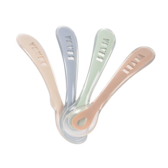 Beaba Lepel Siliconen 2de Leeftijd 4pack Naturel