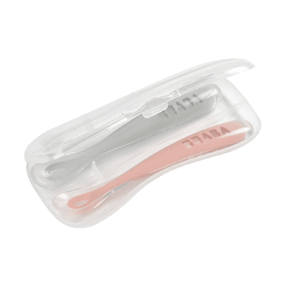 Beaba Lepel Siliconen 1ste Leeftijd 2pack+reisetui Cotton Candy Marshmellow