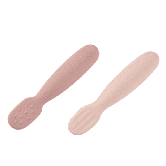 Beaba Lepel Siliconen 1ste Leeftijd 2pack+reisetui Cotton Candy Marshmellow