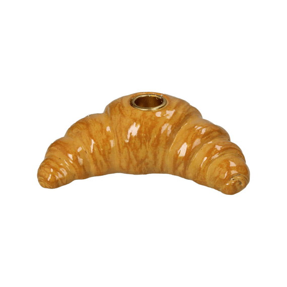 Kaarsenhouder Croissant Polyresin 16,4x9x5,6cm Bruin