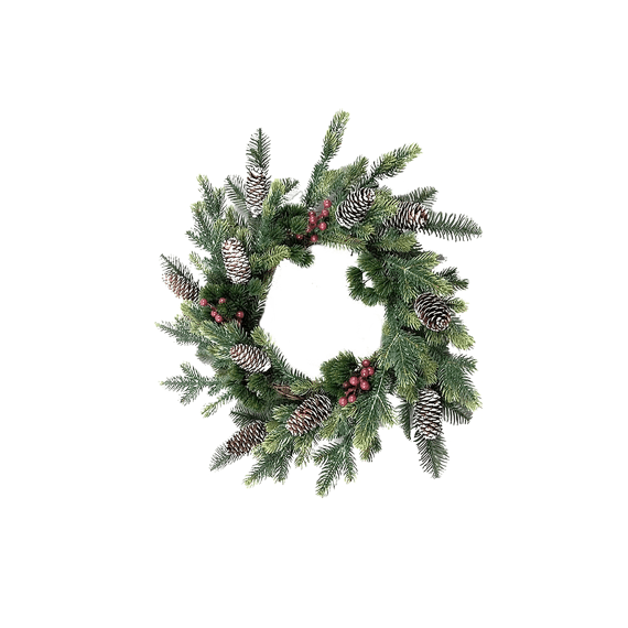 Rhea Wreath Pe Red Berry Cones D50cm
