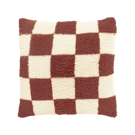 Kussen Check 53x53cm Dove White/marsala