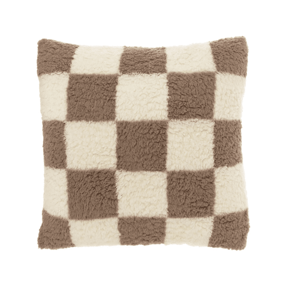 Kussen Check 53x53cm Dove White/taupe