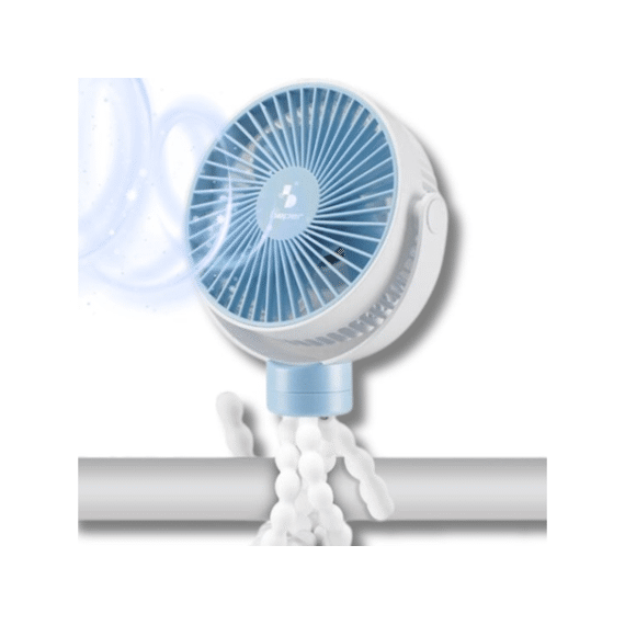 Beper Mini Ventilator Tripod Oplaadbaar Usb Led Wit Blauw
