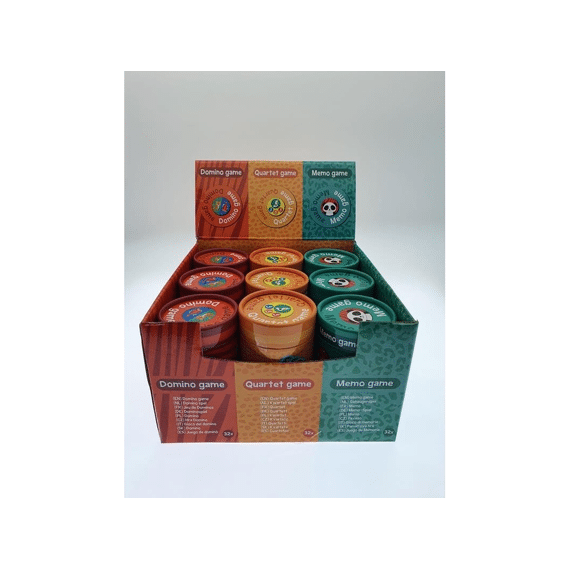 Kaartspel Assortiment Spel In Ronde Box Domino - Memory - Quartet