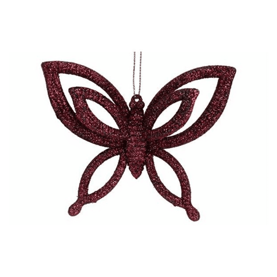 Cosy At Home Hanger Vlinder Glitter Bordeaux 10x2,5x8,5cm